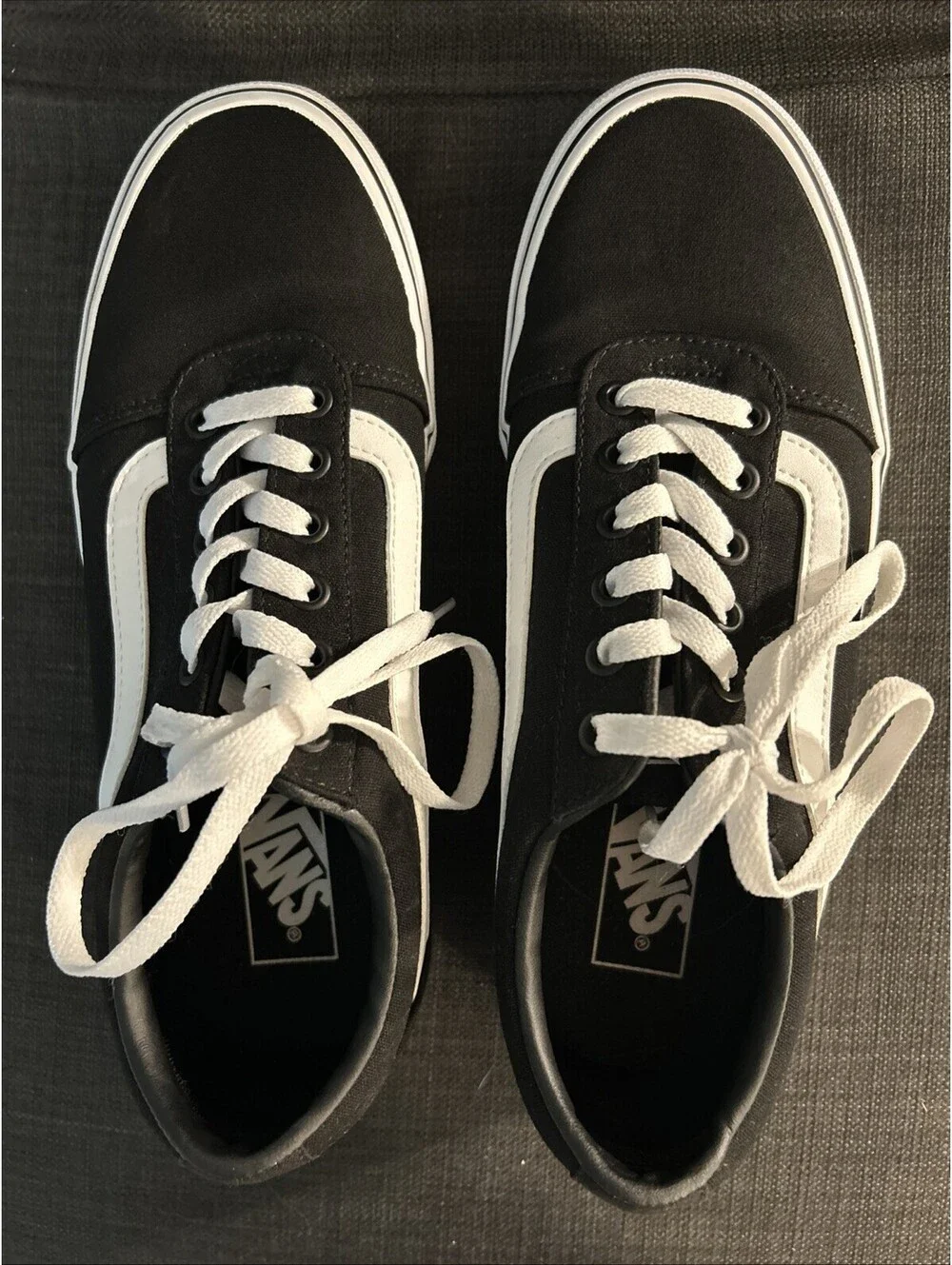 VANS Off the Wall “Old Skool” Skate Shoes Canvas Black White Womans Size 9.5